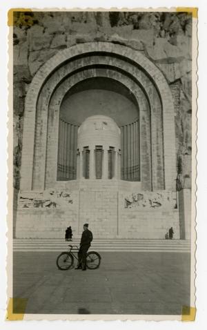 [Photograph of a Soldier at Monument aux Morts]