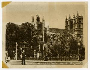 Primary view of object titled '[Postcard of Westminster Abbey and St. Margaret's Church]'.