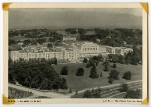 Primary view of object titled '[Postcard of Palace of Nations]'.