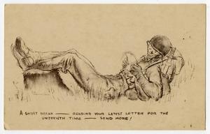 [Postcard of Soldier Reading Letter]