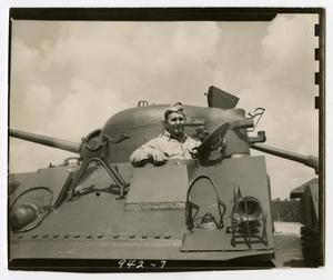 [Photograph of Edward Johnson in Tank]