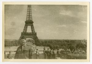 [Postcard of Edward Johnson and Eiffel Tower]