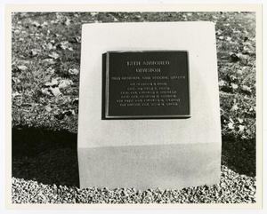 Primary view of object titled '[Photograph of 12th Armored Division HQs General and Special Staffs Memorial Stone]'.