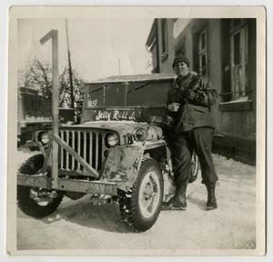 [Photograph of Edward Johnson and Jeep]