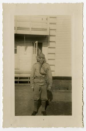 [Photograph of Clarence Whitefield in Gas Mask]