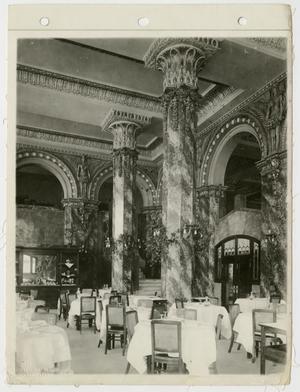 Primary view of object titled '[Columns and Dining Tables in Hotel Paso Del Norte]'.