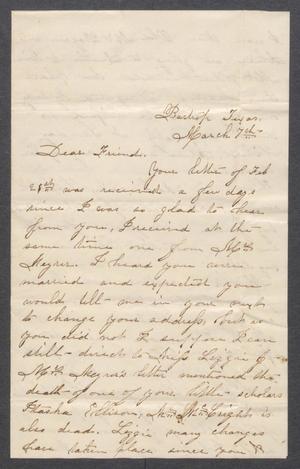 Primary view of object titled '[Letter to Lizzie Johnson from Fannie]'.