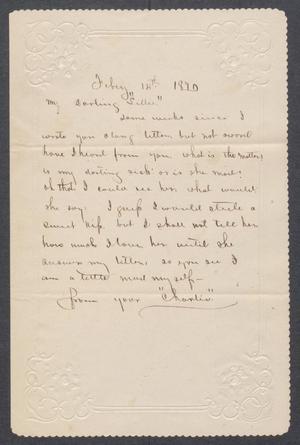[Letter from Charlie to Lizzie Johnson, dated February 14, 1870]