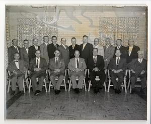 Primary view of object titled '[Nineteen Men in Studtmann Hall Lounge]'.