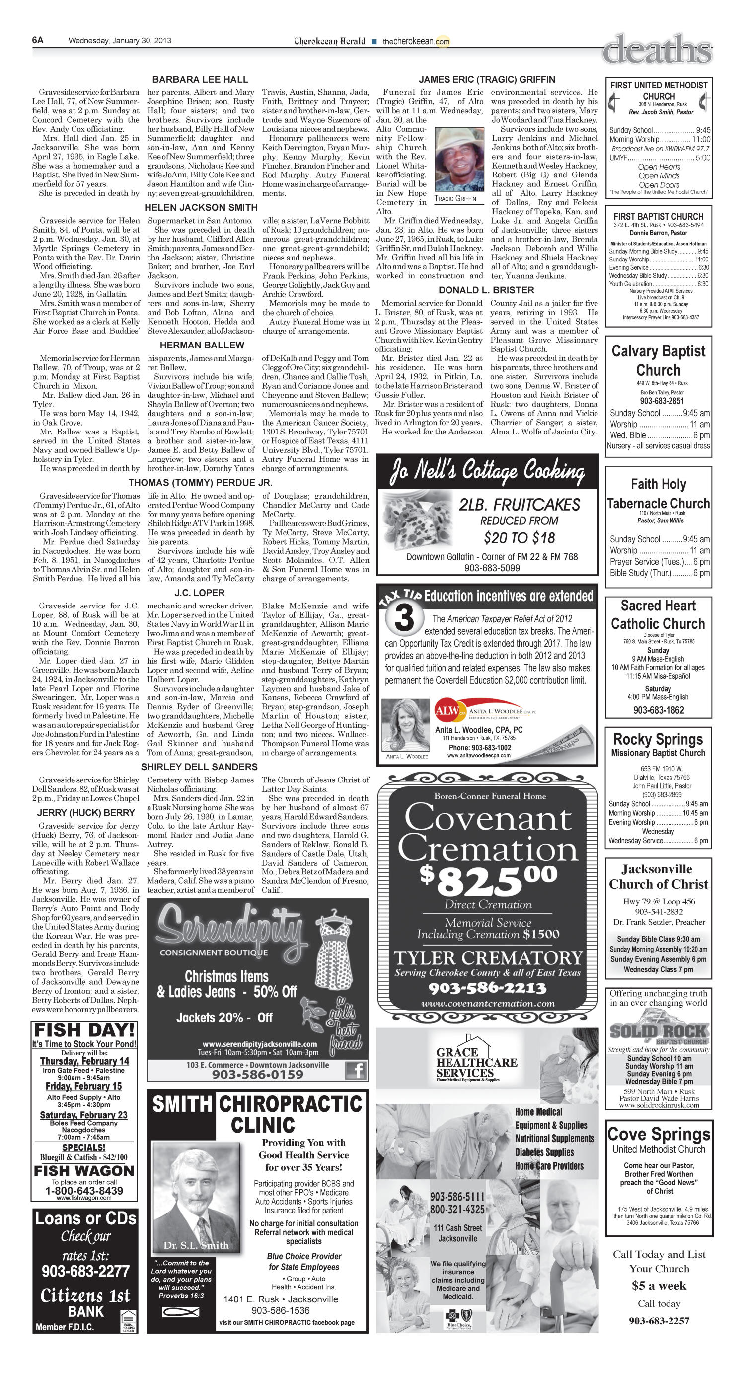 Cherokeean Herald (Rusk, Tex.), Vol. 163, No. 49, Ed. 1 Wednesday, January 30, 2013
                                                
                                                    [Sequence #]: 5 of 14
                                                