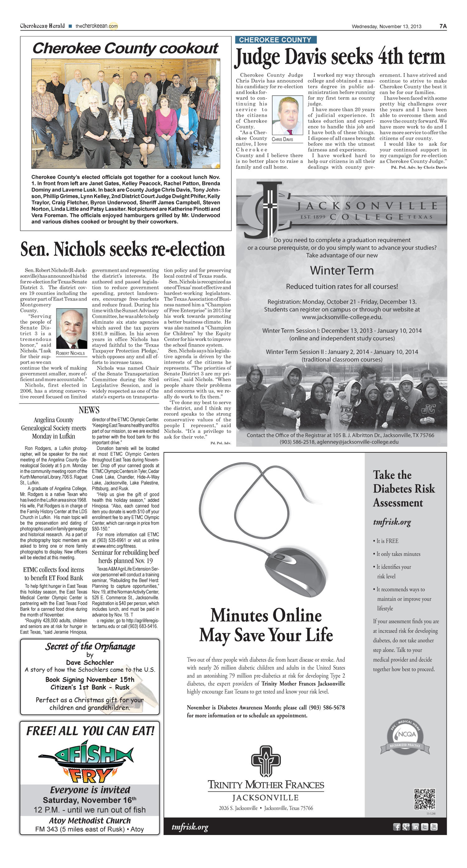 Cherokeean Herald (Rusk, Tex.), Vol. 164, No. 38, Ed. 1 Wednesday, November 13, 2013
                                                
                                                    [Sequence #]: 7 of 16
                                                