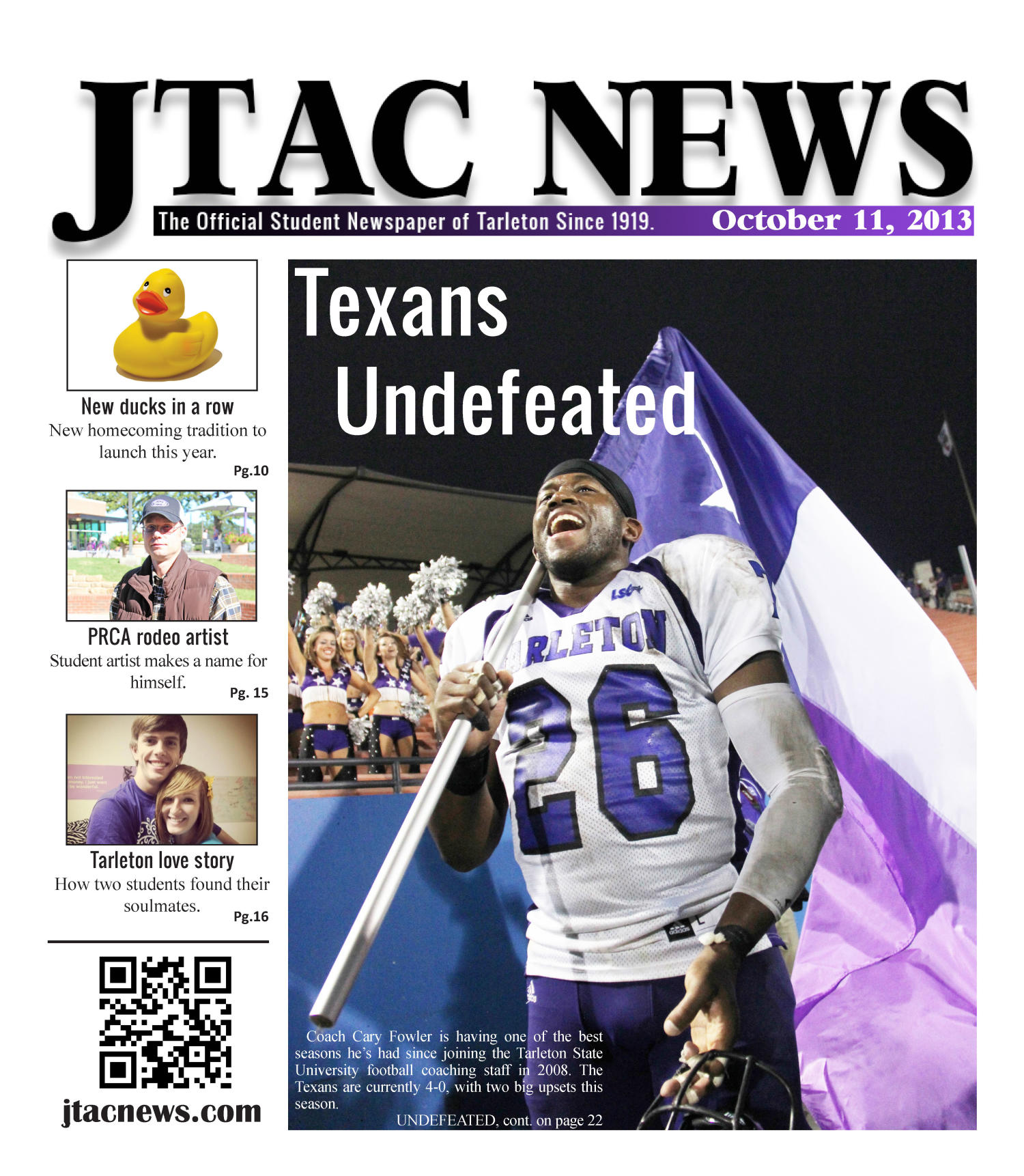 JTAC News (Stephenville, Tex.), Ed. 1 Friday, October 11, 2013
                                                
                                                    [Sequence #]: 1 of 23
                                                