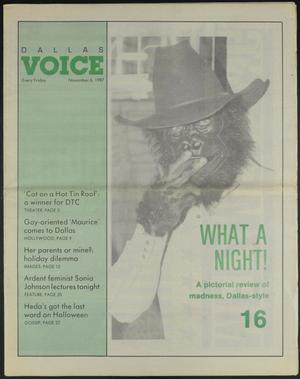 Primary view of object titled 'Dallas Voice (Dallas, Tex.), Vol. 4, No. 27, Ed. 1 Friday, November 6, 1987'.