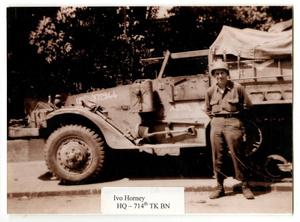 Primary view of object titled '[Photograph of Ivo Horney and Truck]'.