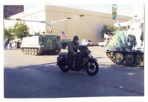 Primary view of object titled '[Man on World War II Motorcycle]'.