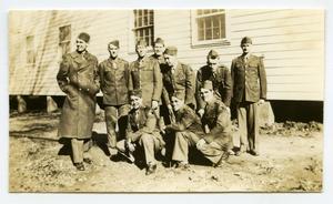 [Photograph of Soldiers Outside Barracks]