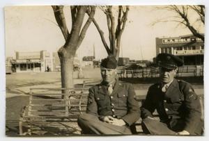 [Photograph of Soldiers on Park Bench]