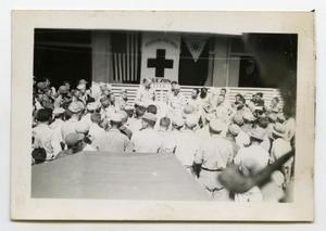 [Photograph of Soldiers at American Red Cross in Tacloban]