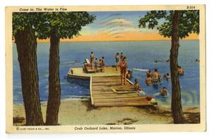 Primary view of object titled '[Postcard of Crab Orchard Lake, Marion, Illinois]'.