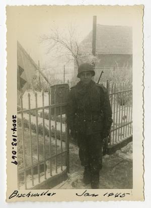 [Photograph of Soldier and Red Cross Flag]