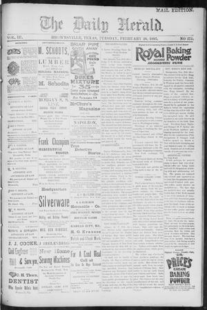 Primary view of object titled 'The Daily Herald (Brownsville, Tex.), Vol. 3, No. 272, Ed. 1, Tuesday, February 26, 1895'.