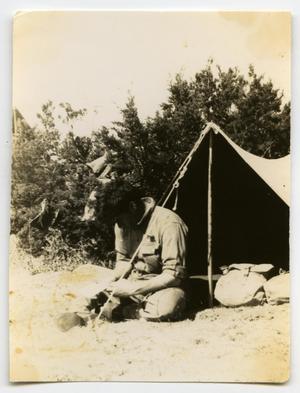 [Photograph of Soldier and Tent]