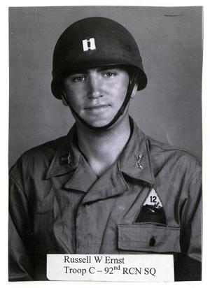 [Photograph of Russell W. Ernst With Helmet]