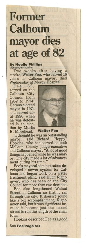 Primary view of object titled 'Former Calhoun mayor dies at age of 82'.