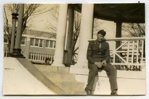 [Photograph of Soldiers on Building Porch]