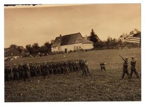 [Photograph of Soldiers Marching in Germany]