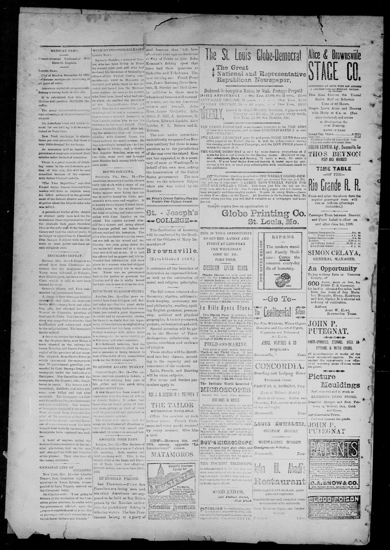 The Daily Herald (Brownsville, Tex.), Vol. 4, No. 131, Ed. 1, Wednesday, December 18, 1895
                                                
                                                    [Sequence #]: 4 of 8
                                                