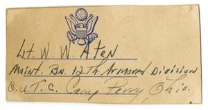 Primary view of object titled '[Lt. W. W. Aten Address Card]'.