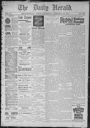 Primary view of object titled 'The Daily Herald (Brownsville, Tex.), Vol. 4, No. 186, Ed. 1, Thursday, February 20, 1896'.
