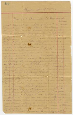 Primary view of object titled '[Letter from Minnie Bradley to L. D. Bradley - December 12, 1885]'.