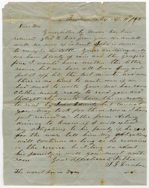 Primary view of object titled '[Letter from J. D. Dunbar - April 11, 1862]'.