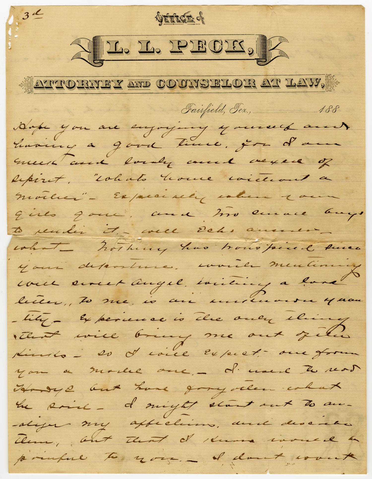 [Letter from L. L. Peck to Annie Bradley - January 3, 1883]
                                                
                                                    [Sequence #]: 3 of 6
                                                