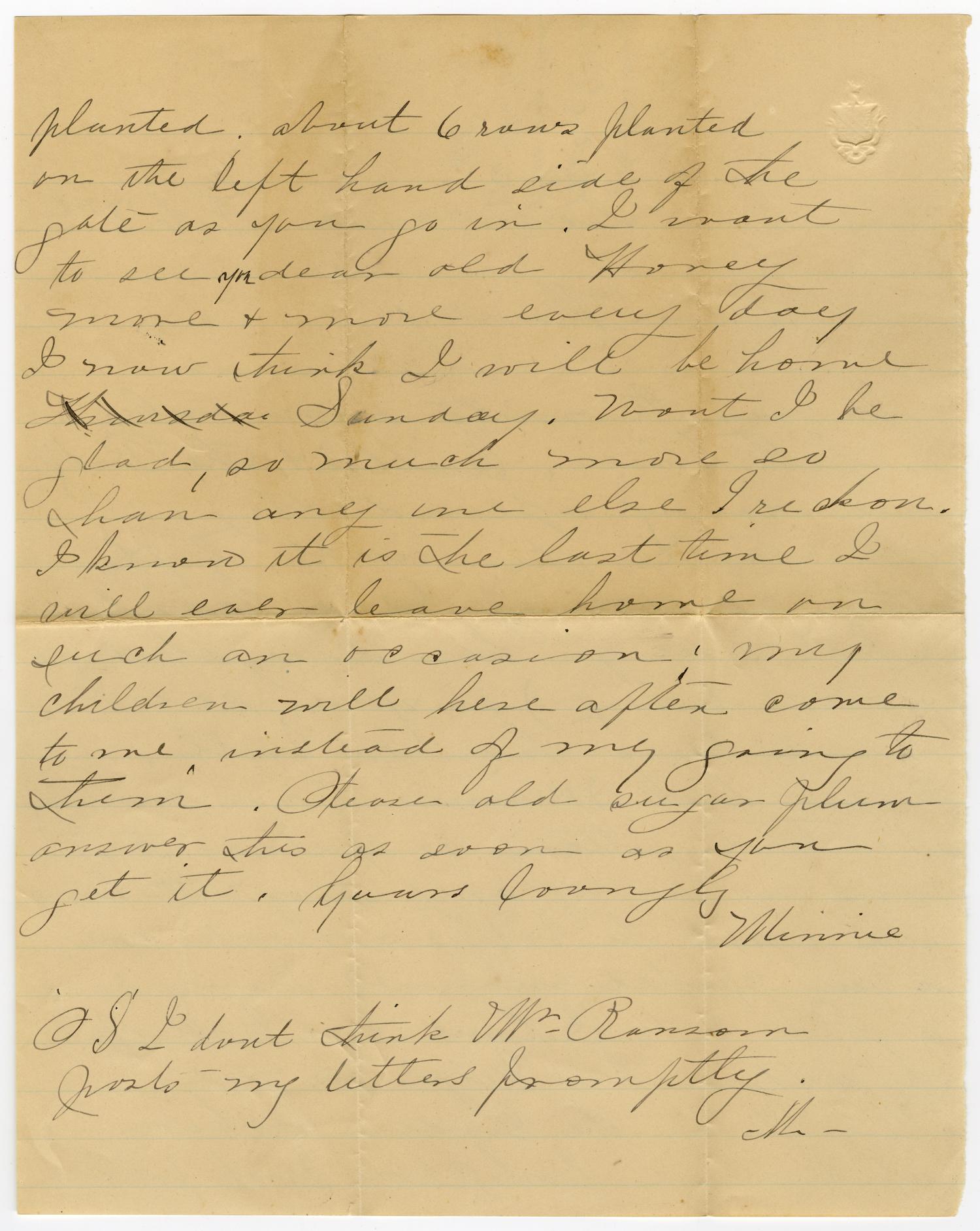 [Letter from Minnie Bradley to L. D. Bradley - February 3, 1885]
                                                
                                                    [Sequence #]: 2 of 2
                                                