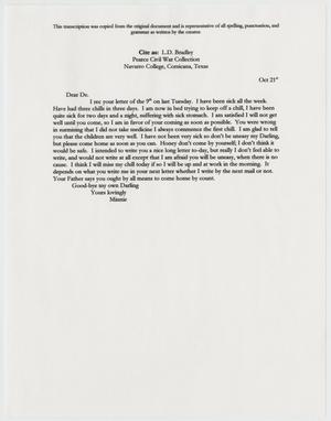 [Transcript of Letter from Minnie Bradley to L. D. Bradley - October 21]