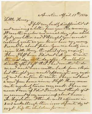 [Letter from L. D. Bradley to Minnie Bradley - April 17, 1874]