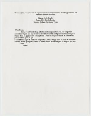 [Transcript of Letter from Minnie Bradley to L. D. Bradley]