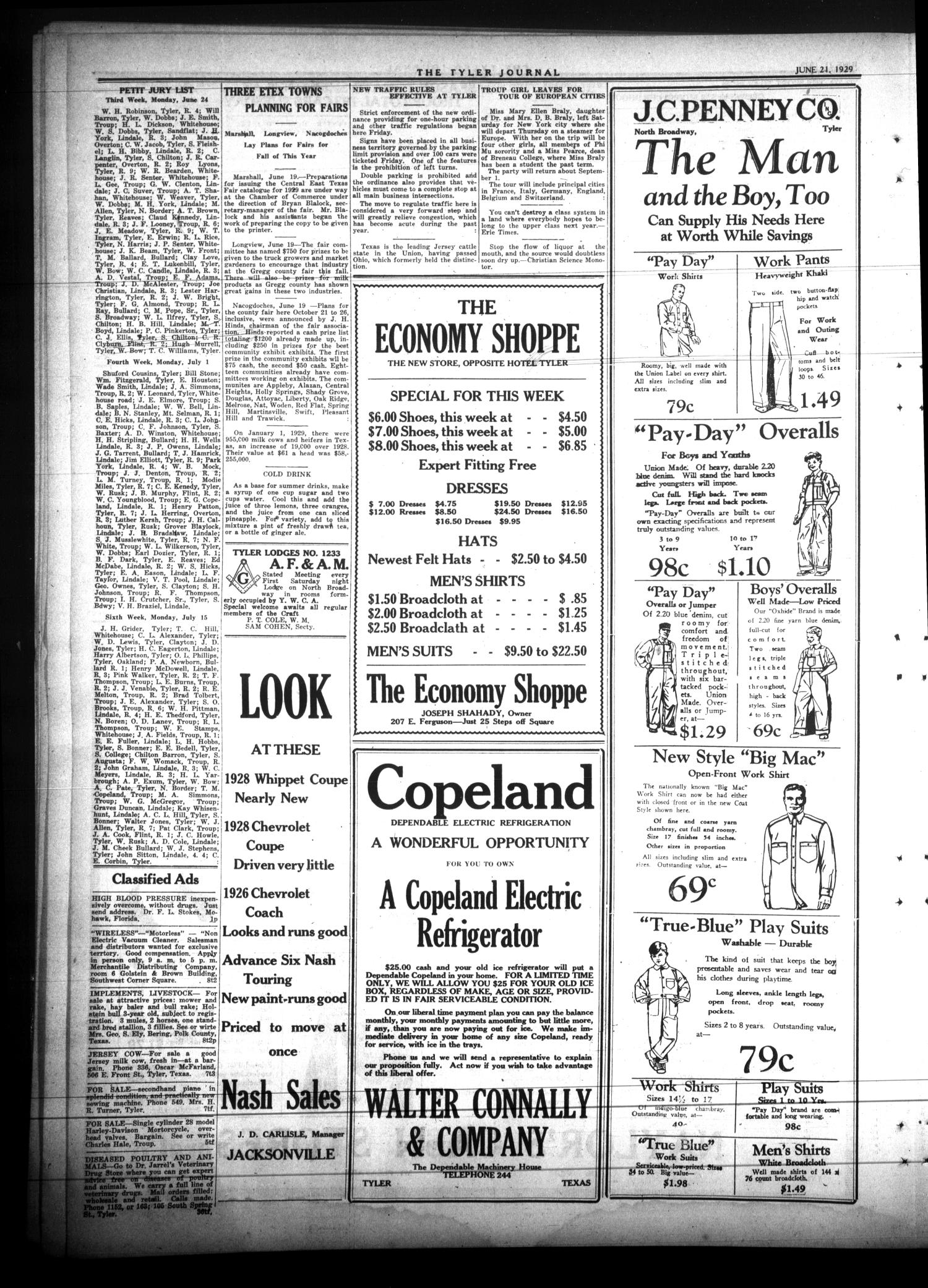 The Tyler Journal (Tyler, Tex.), Vol. 5, No. 8, Ed. 1 Friday, June 21, 1929
                                                
                                                    [Sequence #]: 4 of 8
                                                