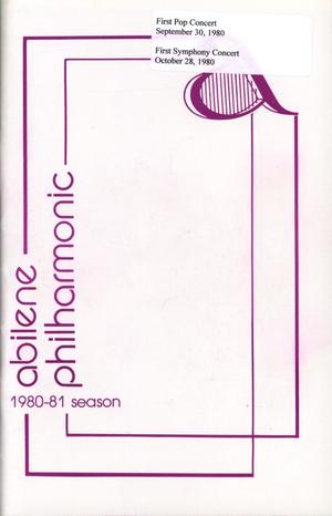Abilene Philharmonic Playbill: September 30, 1980