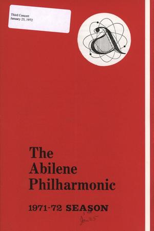 Primary view of object titled 'Abilene Philharmonic Playbill: January 25, 1972'.