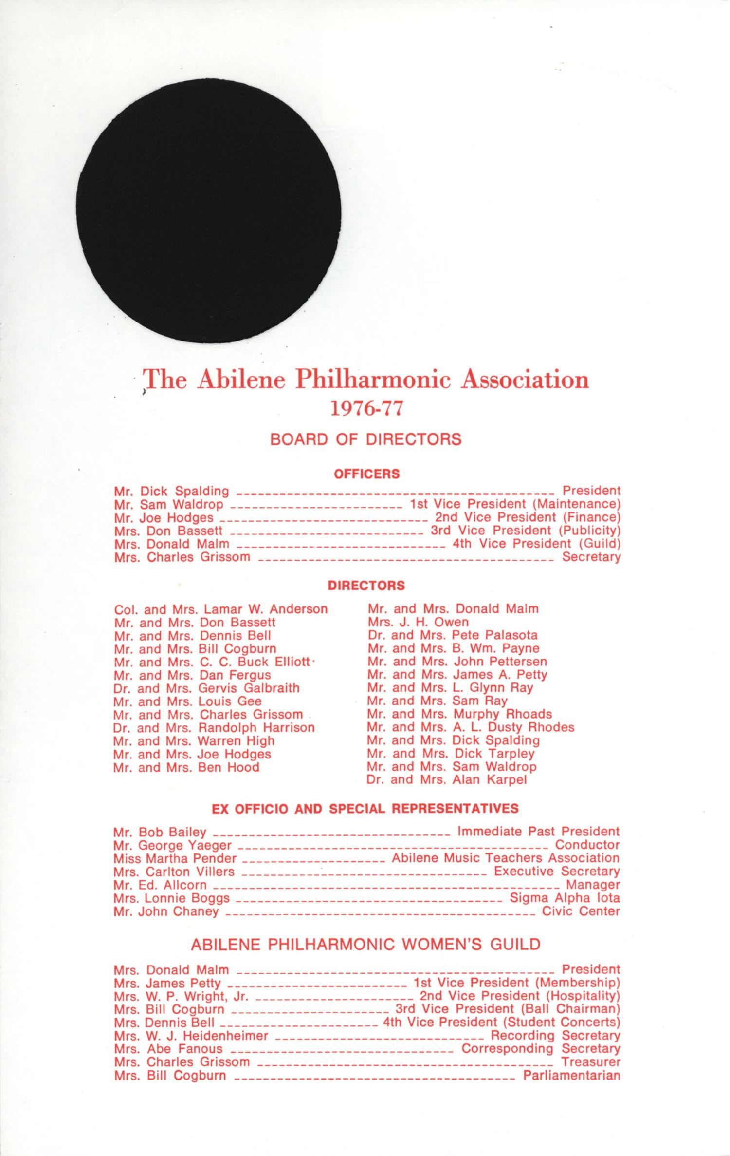 Abilene Philharmonic Playbill: March 1, 1977
                                                
                                                    2
                                                