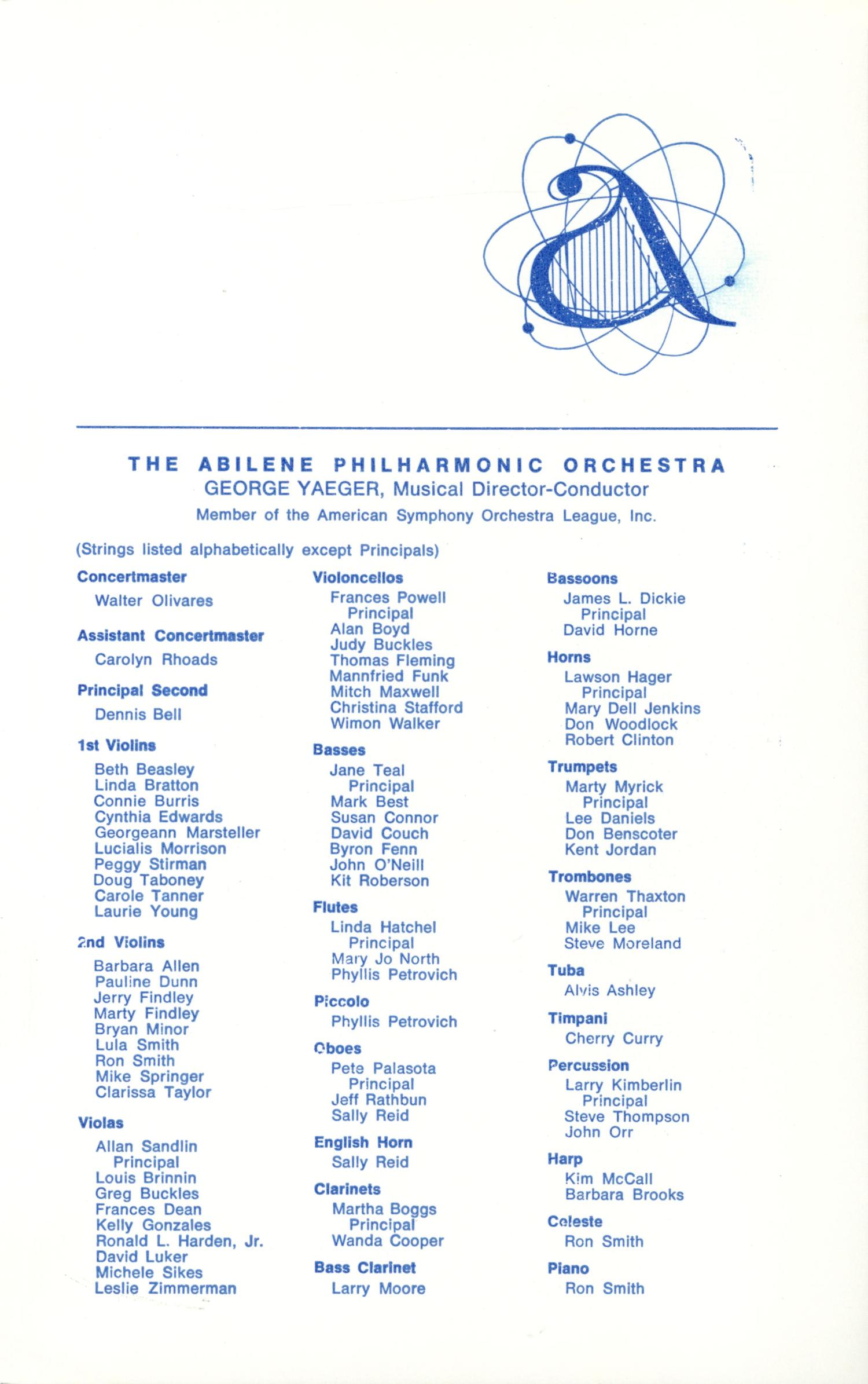 Abilene Philharmonic Playbill: March 1, 1977
                                                
                                                    3
                                                