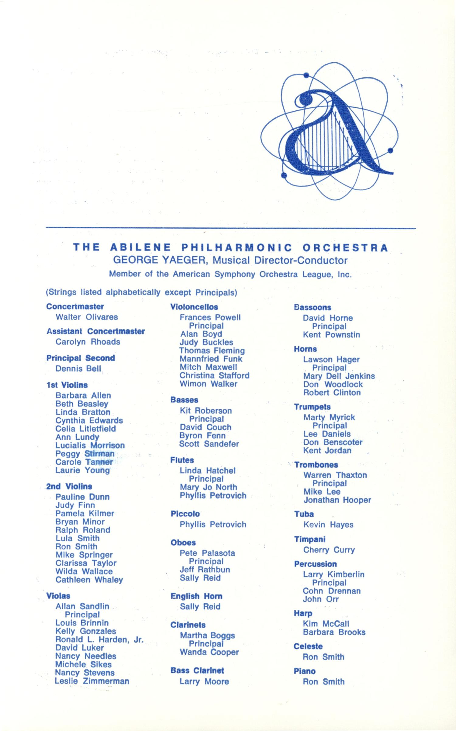 Abilene Philharmonic Playbill: January 25, 1977
                                                
                                                    3
                                                