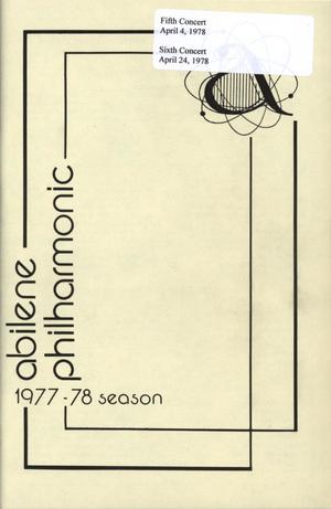 Primary view of object titled 'Abilene Philharmonic Playbill: April 4-April 24, 1978'.