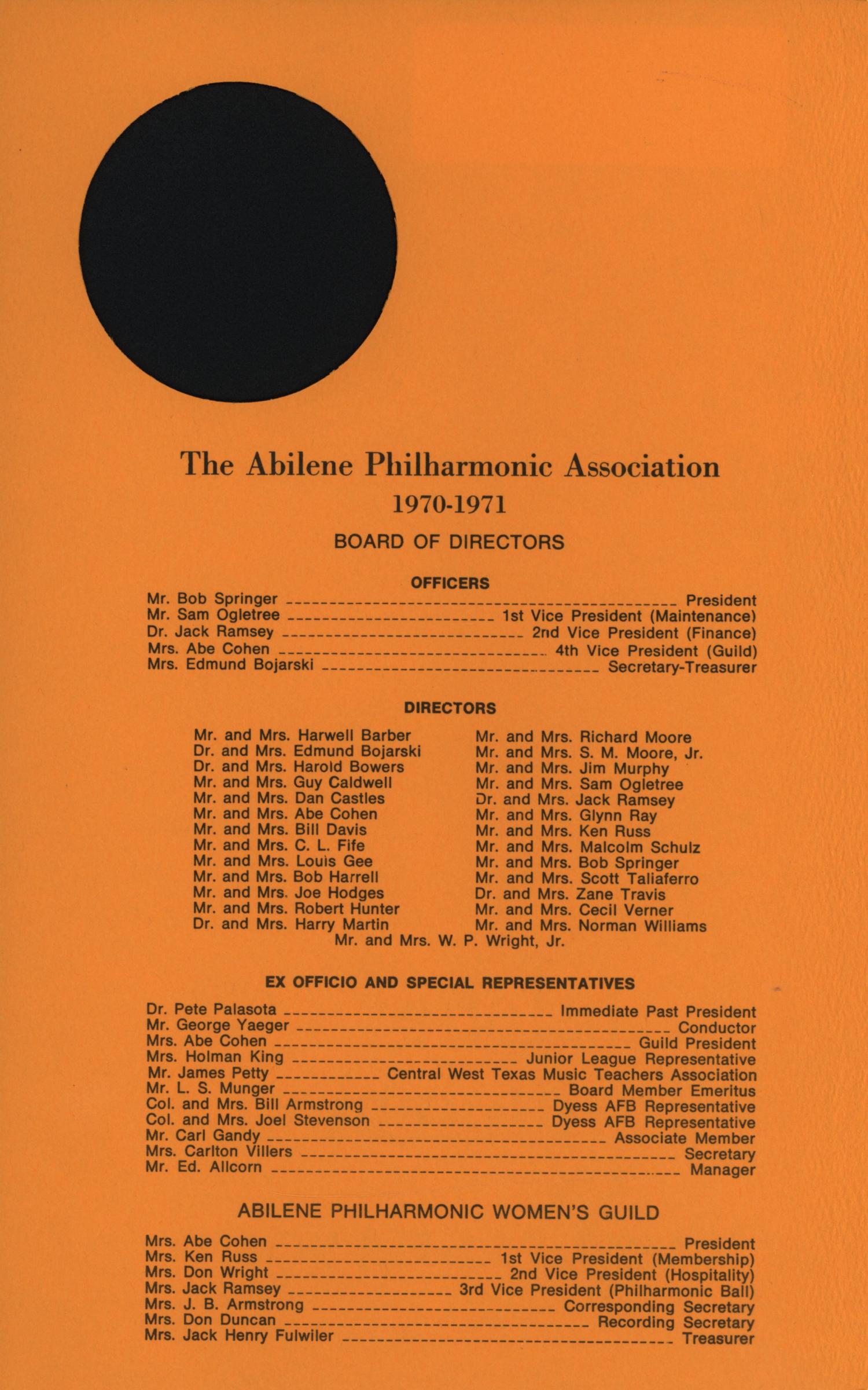 Abilene Philharmonic Playbill: March 30, 1971
                                                
                                                    2
                                                