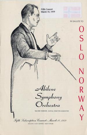 Primary view of object titled 'Abilene Philharmonic Playbill: March 10, 1959'.