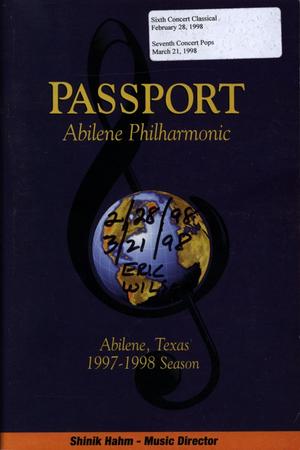 Abilene Philharmonic Playbill: February 28-March 21, 1998